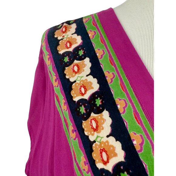 Vintage 90s Angie Multicolored Print Boho Rayon Casual Summer Mini Dress Tunic - Picture 7 of 16